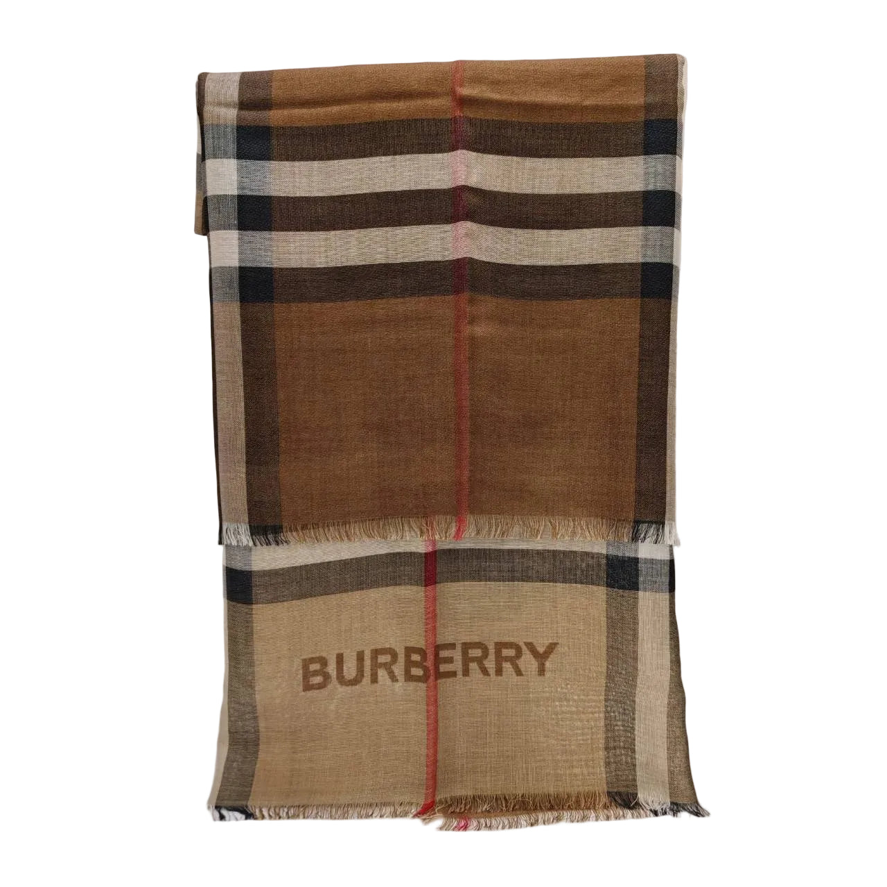 BURBERRY Reversible Check Wool Silk Scarf