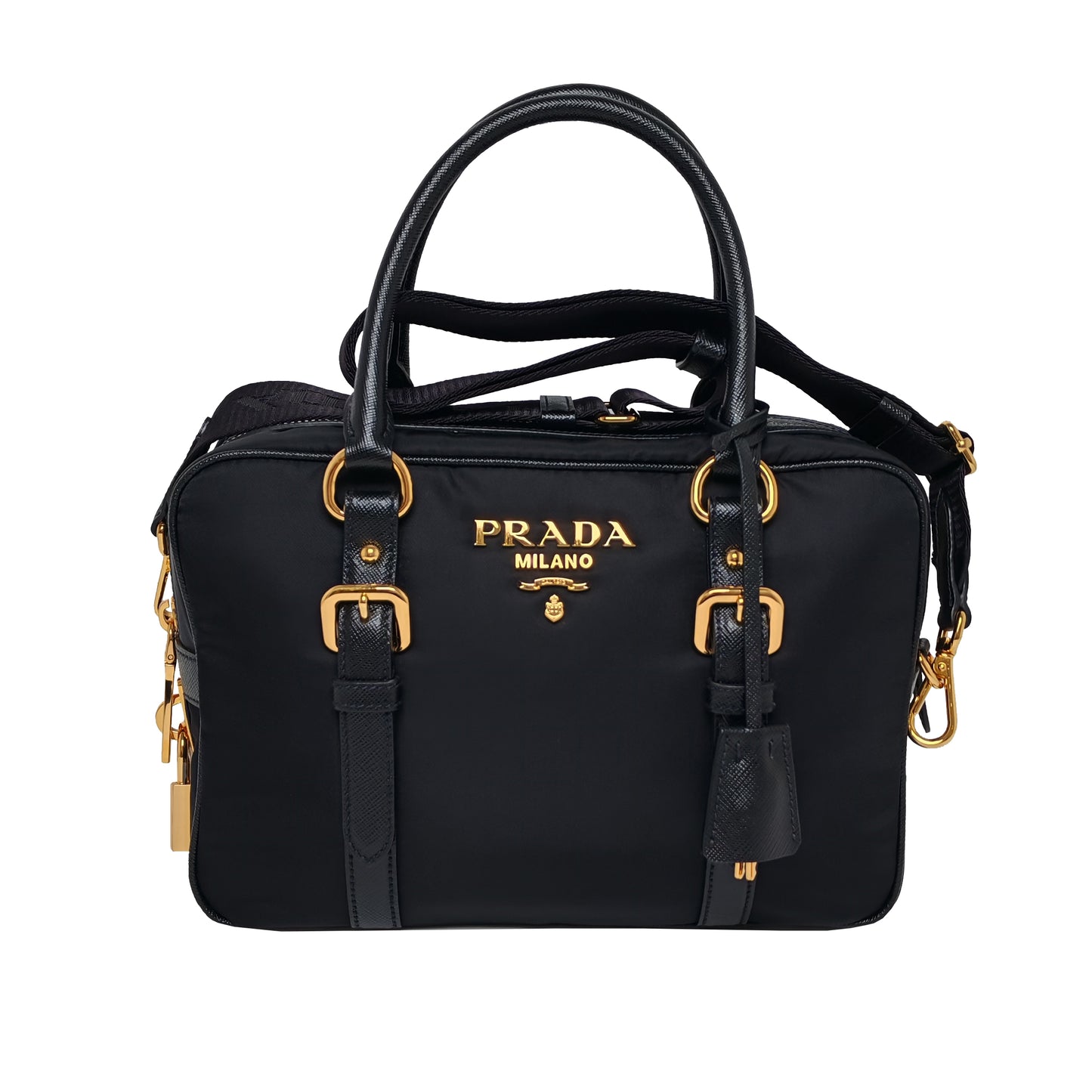 PRADA Nylon and Saffiano leather satchel crossbody