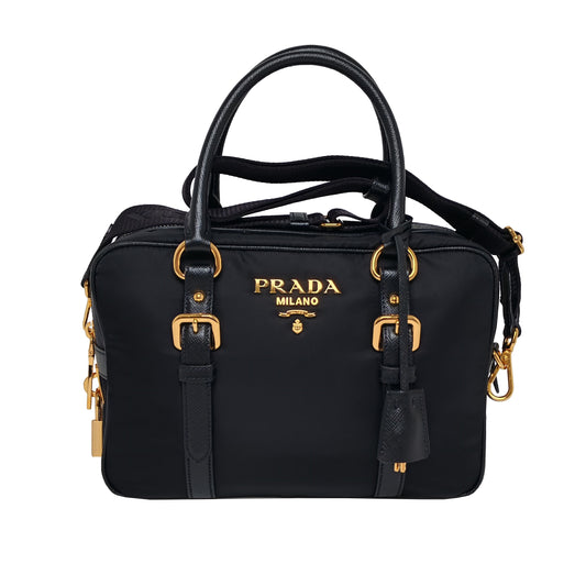 PRADA Nylon and Saffiano leather satchel crossbody
