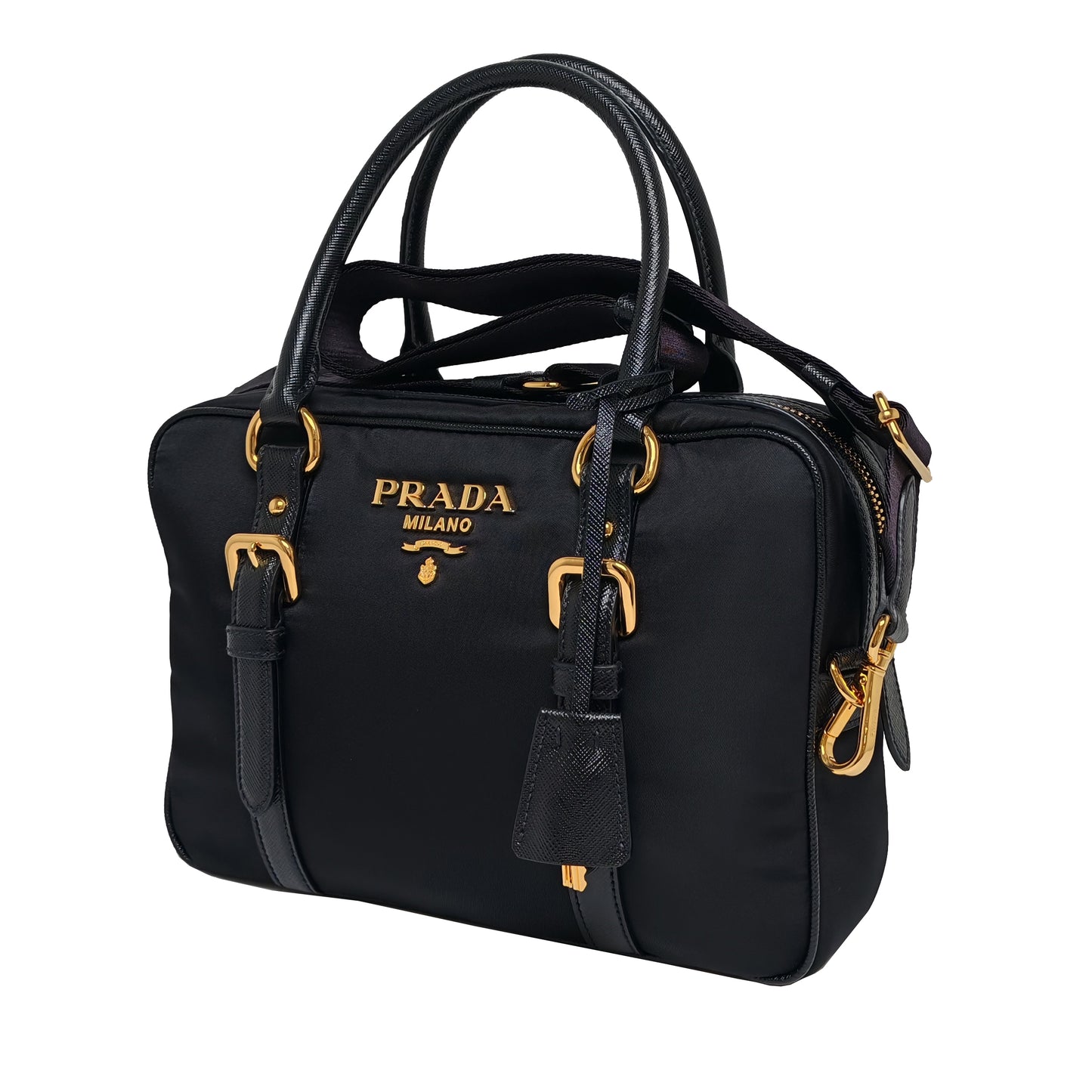 PRADA Nylon and Saffiano leather satchel crossbody