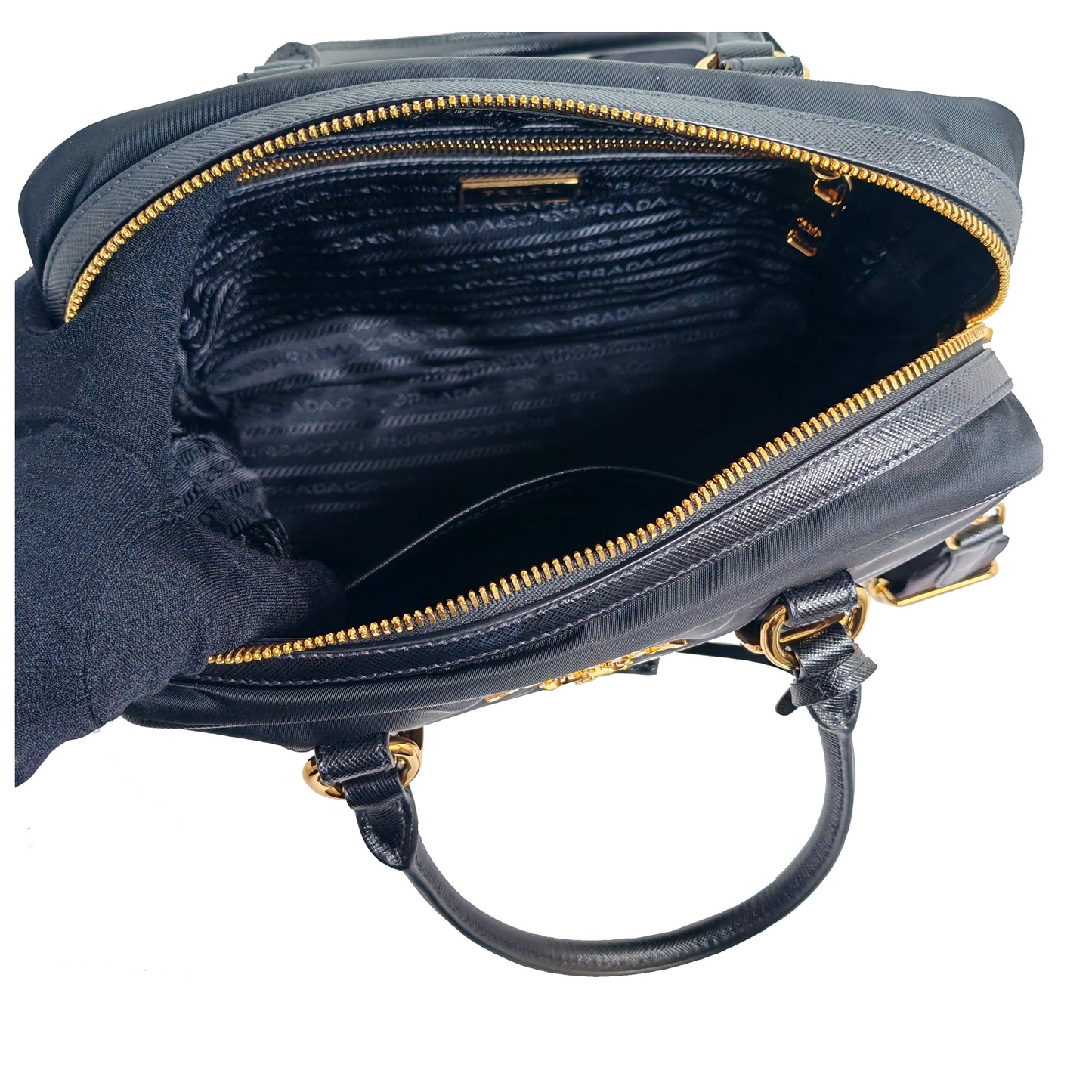 PRADA Nylon and Saffiano leather satchel crossbody