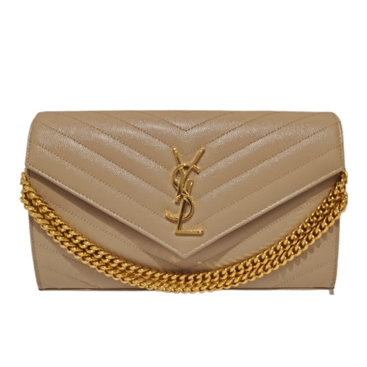SAINT LAURENT Classic  Cassandre  Chain  Wallet in Grain de poudre  leather