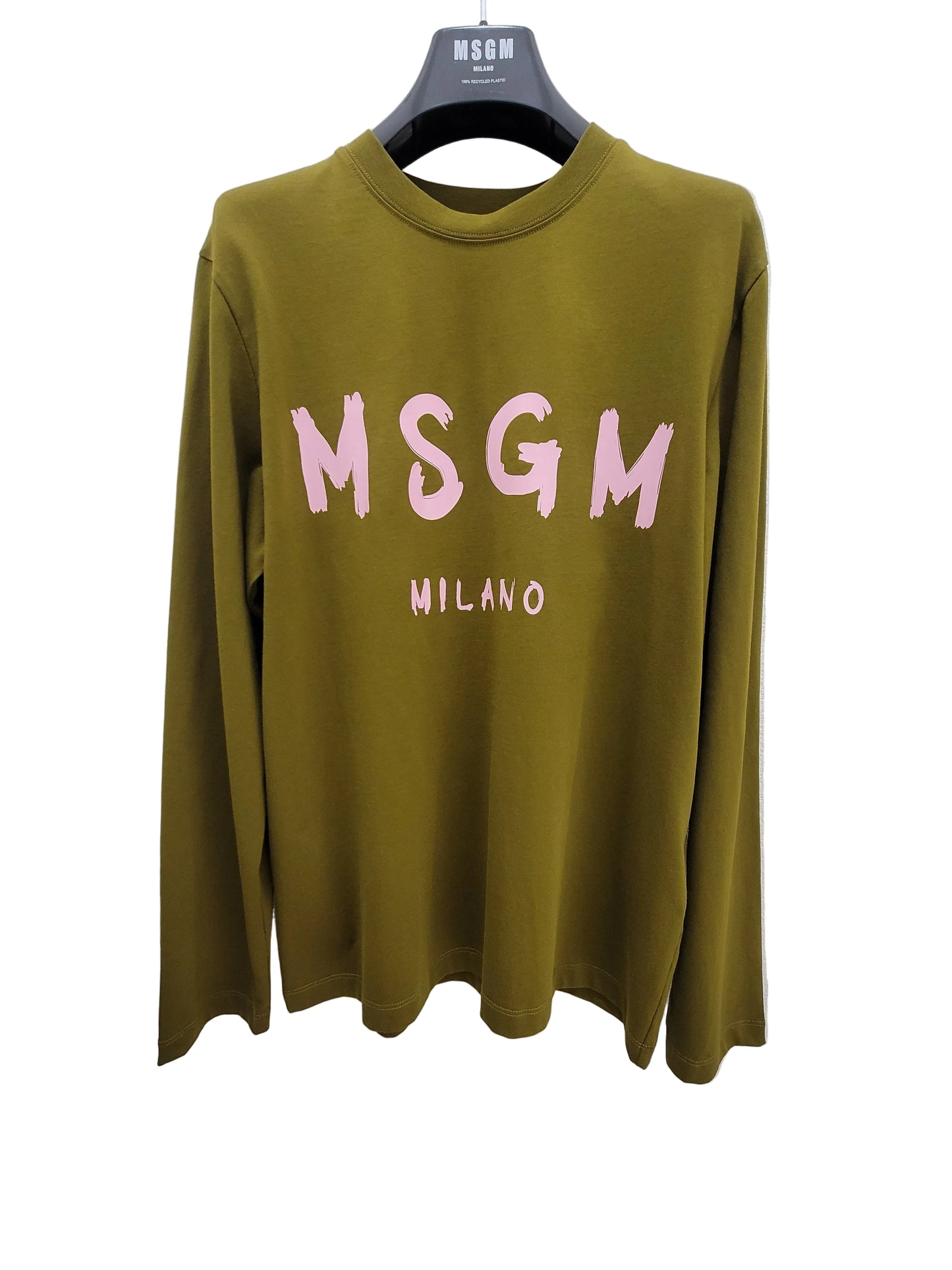 MSGM Jersey T-shirt with contrasting color brushstroke logo