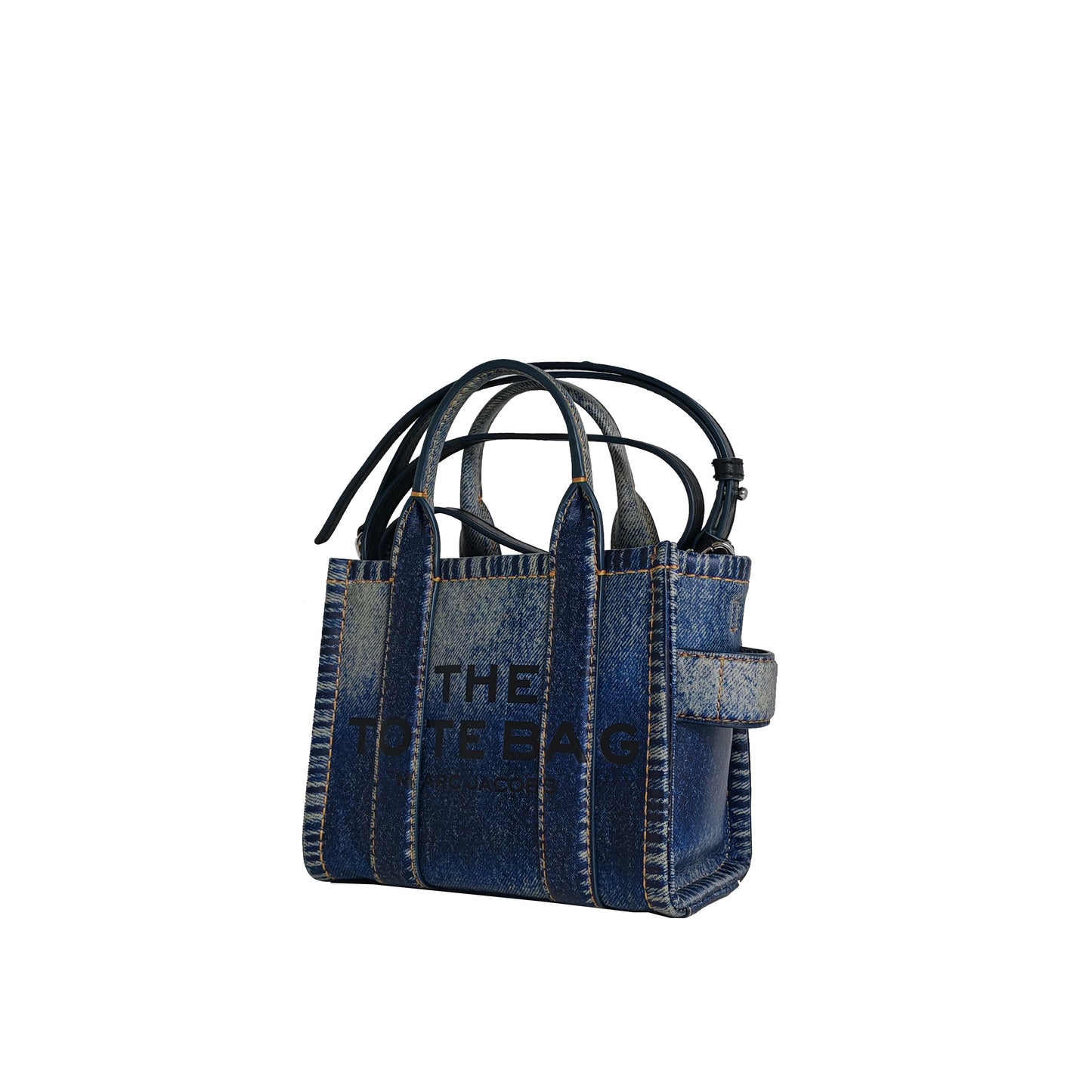 MARC JACOBS Denim-printed Leather mini Tote Bag