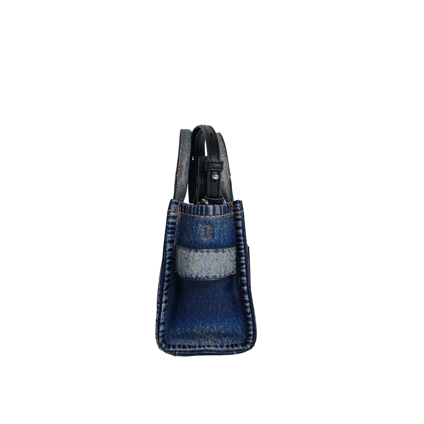 MARC JACOBS Denim-printed Leather mini Tote Bag
