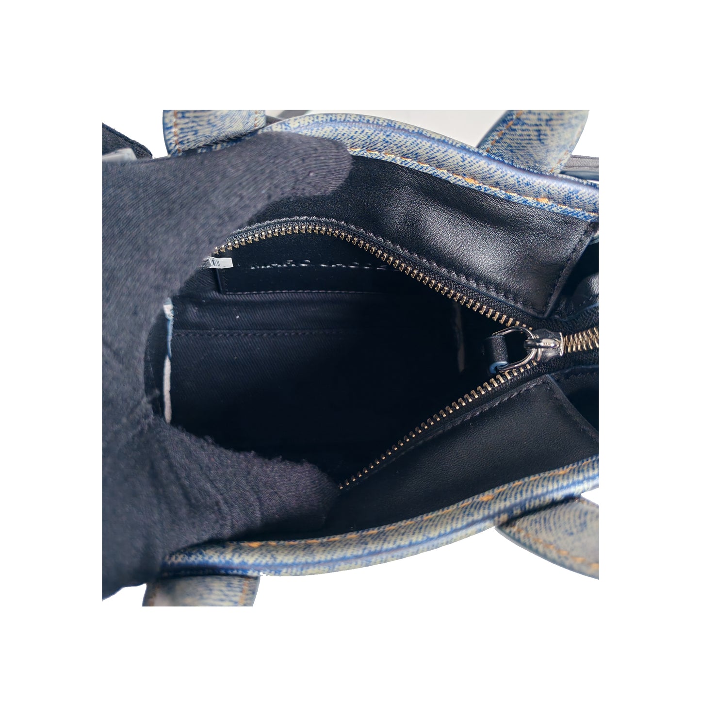 MARC JACOBS Denim-printed Leather mini Tote Bag