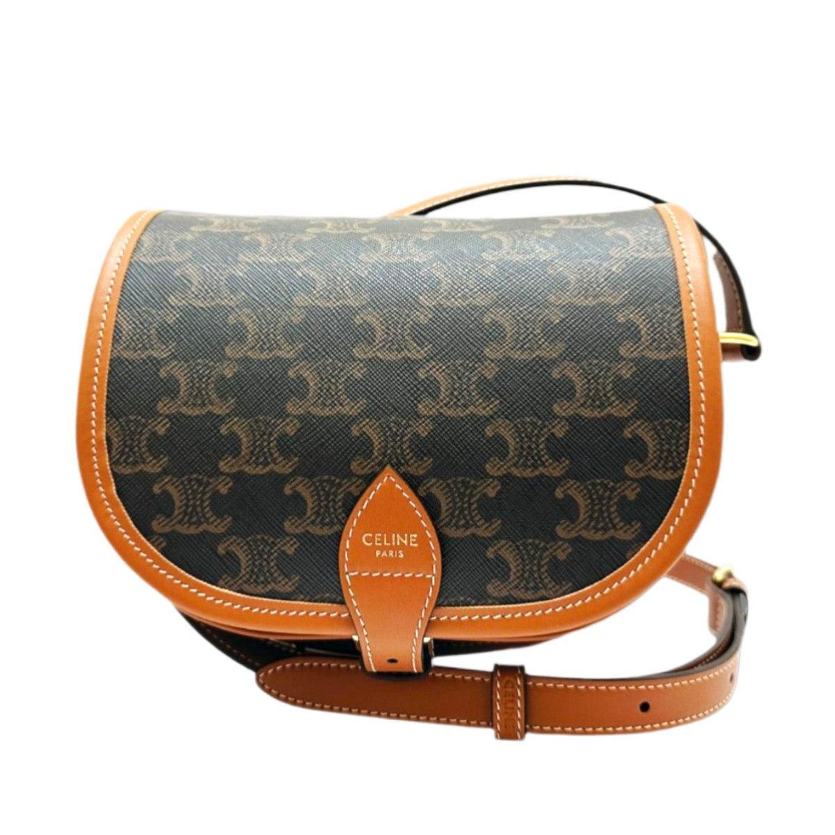 Celine Medium Folco Bag in Triomphe canvas and Calfskin