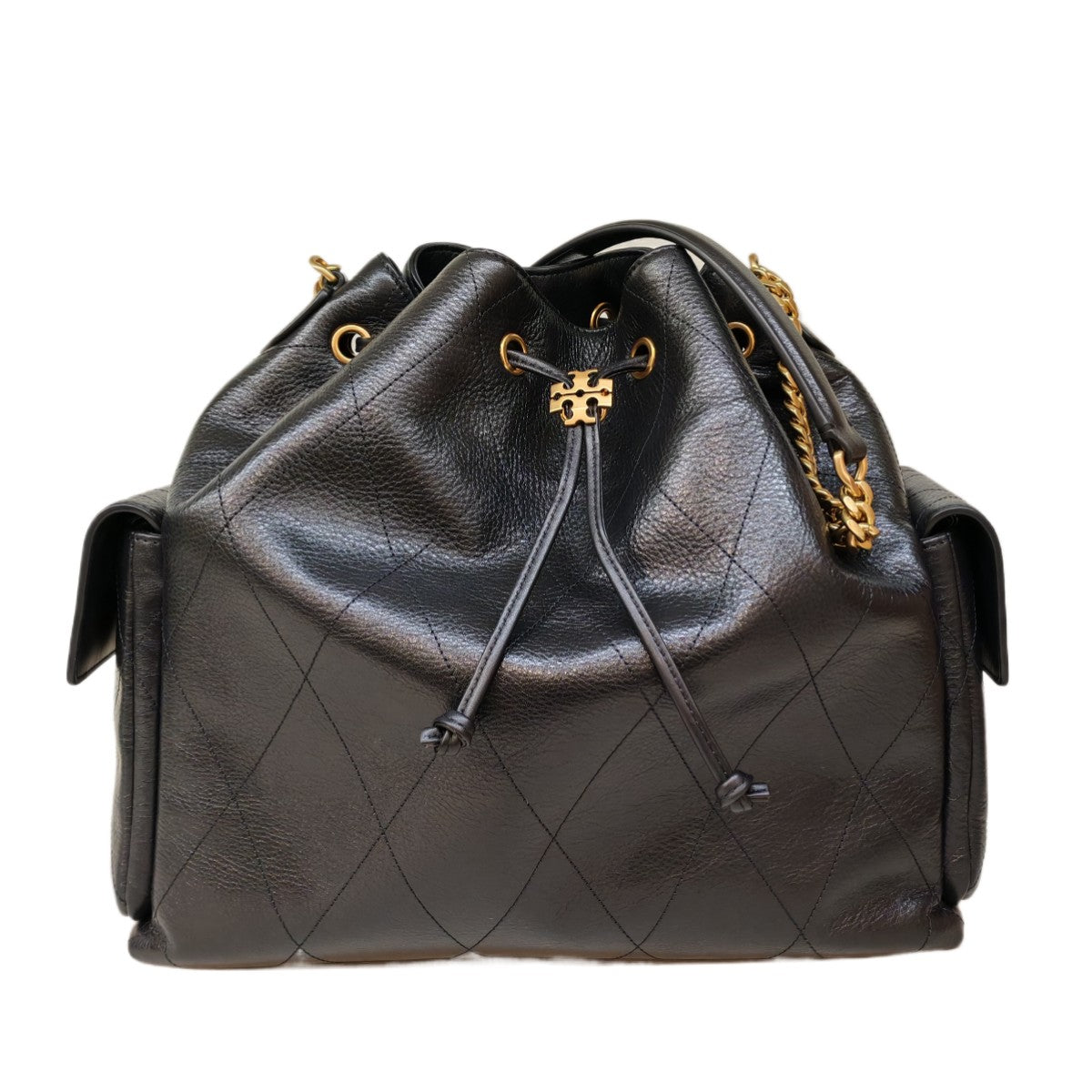 TORY BURCH Charlie Large Quilted Drawstring Shoulder Bag