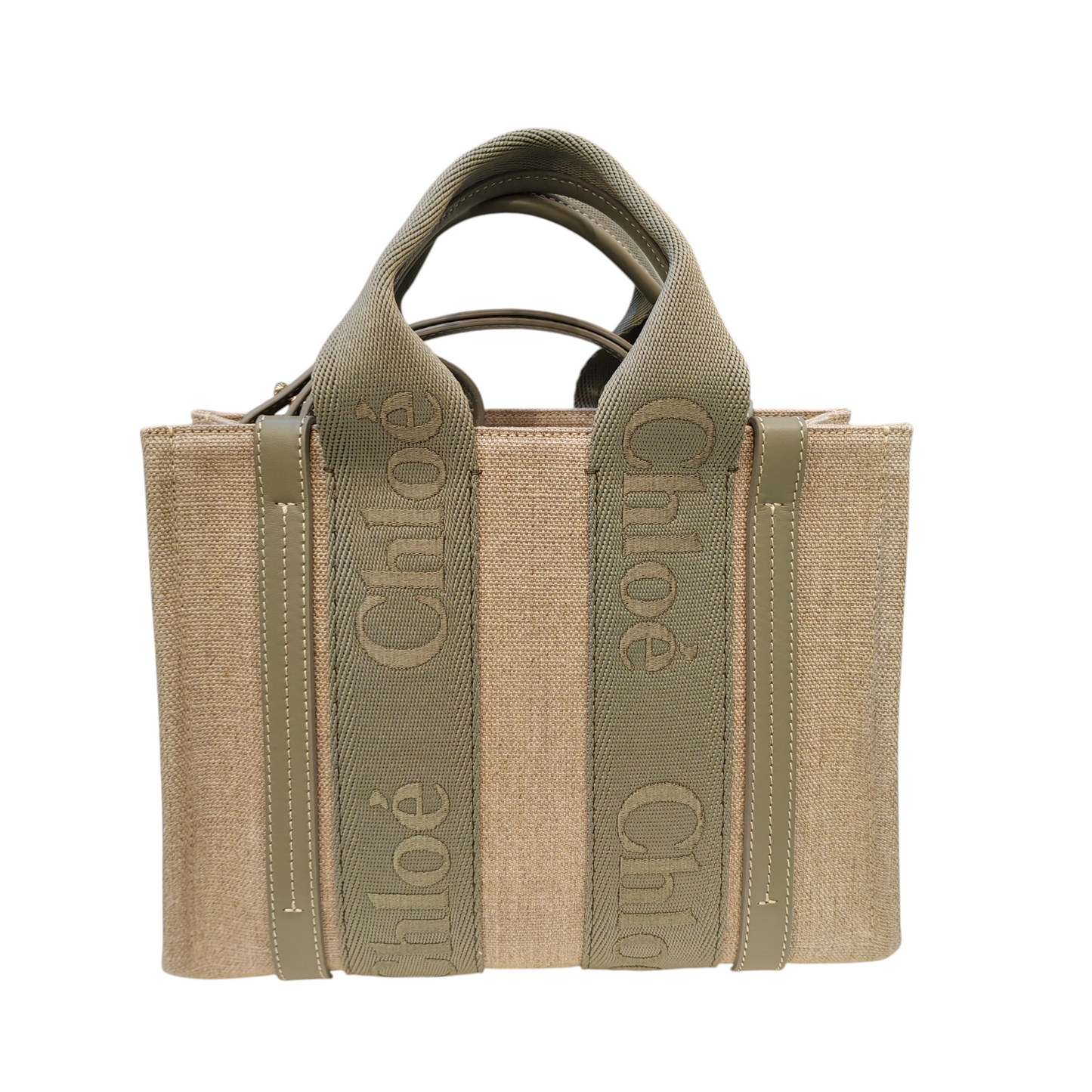 CHLOÉ Small Woody Tote Bag in Linen