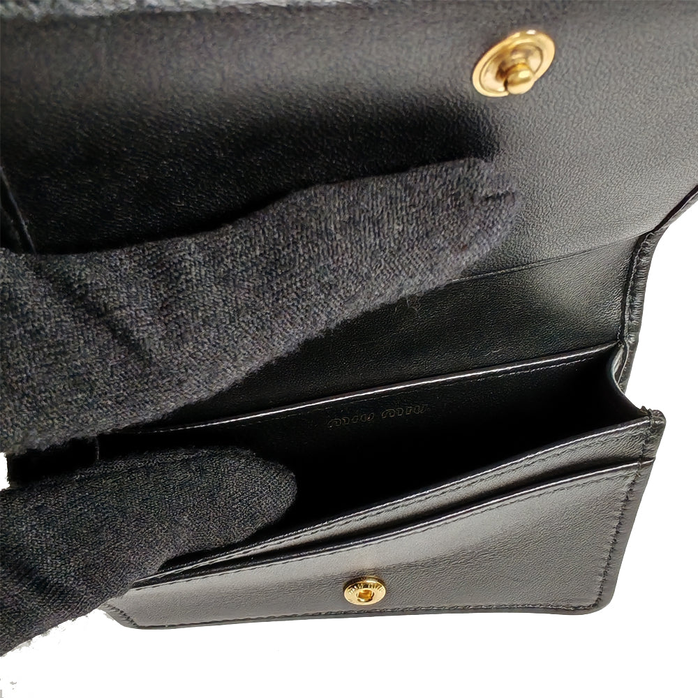 MIU MIU Matelassé Nappa Leather Flap Card Holder