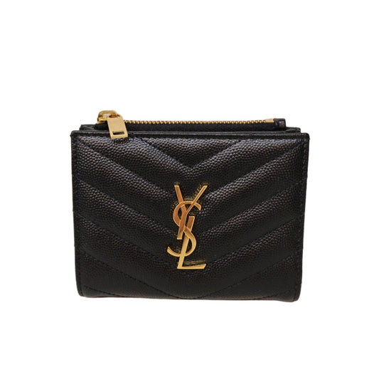 SAINT  LAURENT  Cassandre  Matelassé  Bi-fold  Wallet  in Grain De  Pondre Leather