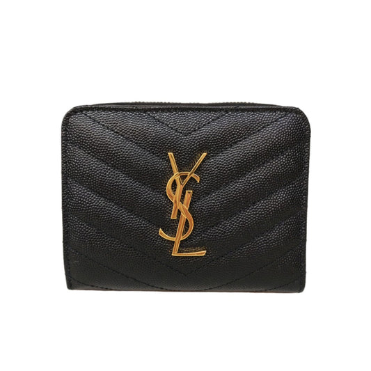 SAINT  LAURENT  Cassandre  Matelassé  Compact  Zip  around  Wallet  in Grain de  Poudre  Leather