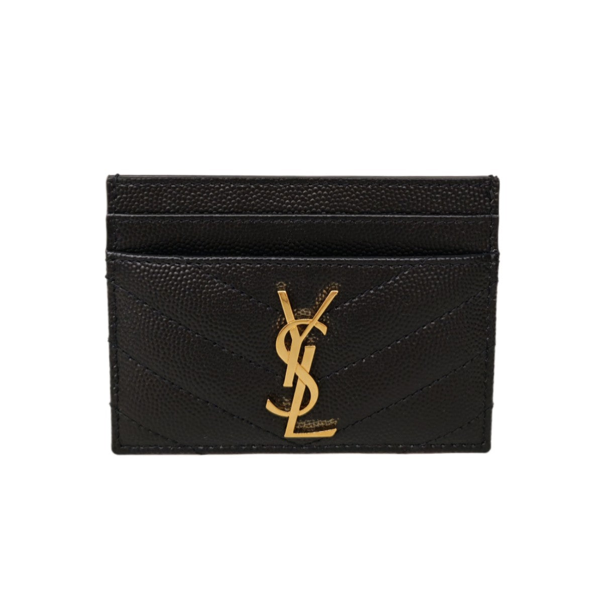 SAINT  LAURENT  Cassandre Matelassé Card Case in Grain De Poudre Leather