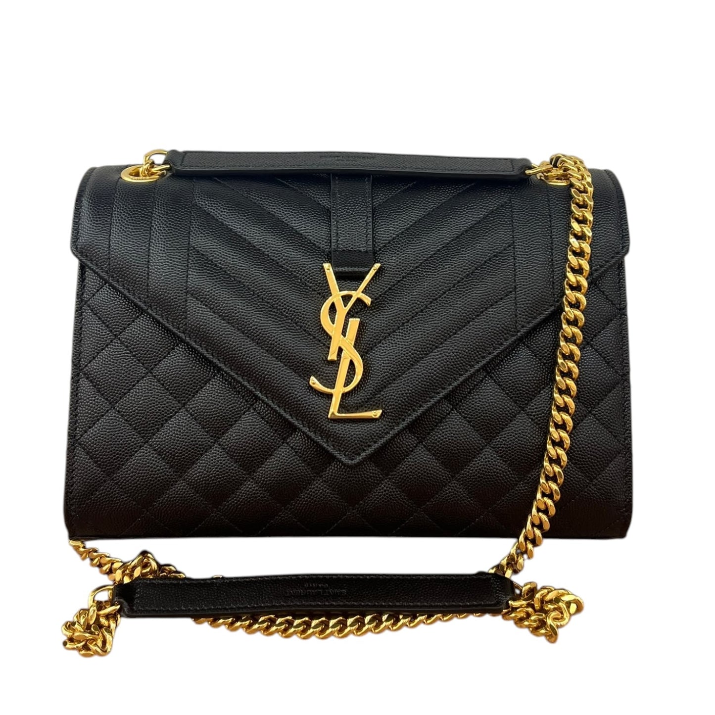 SAINT LAURENT Envelope Medium in Quilted Grained de Poudre Embossed Leather
