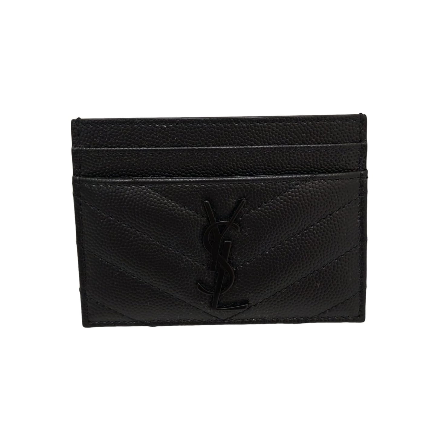 SAINT LAURENT CASSANDRE MATELASSÉ card case in grain de poudre leather