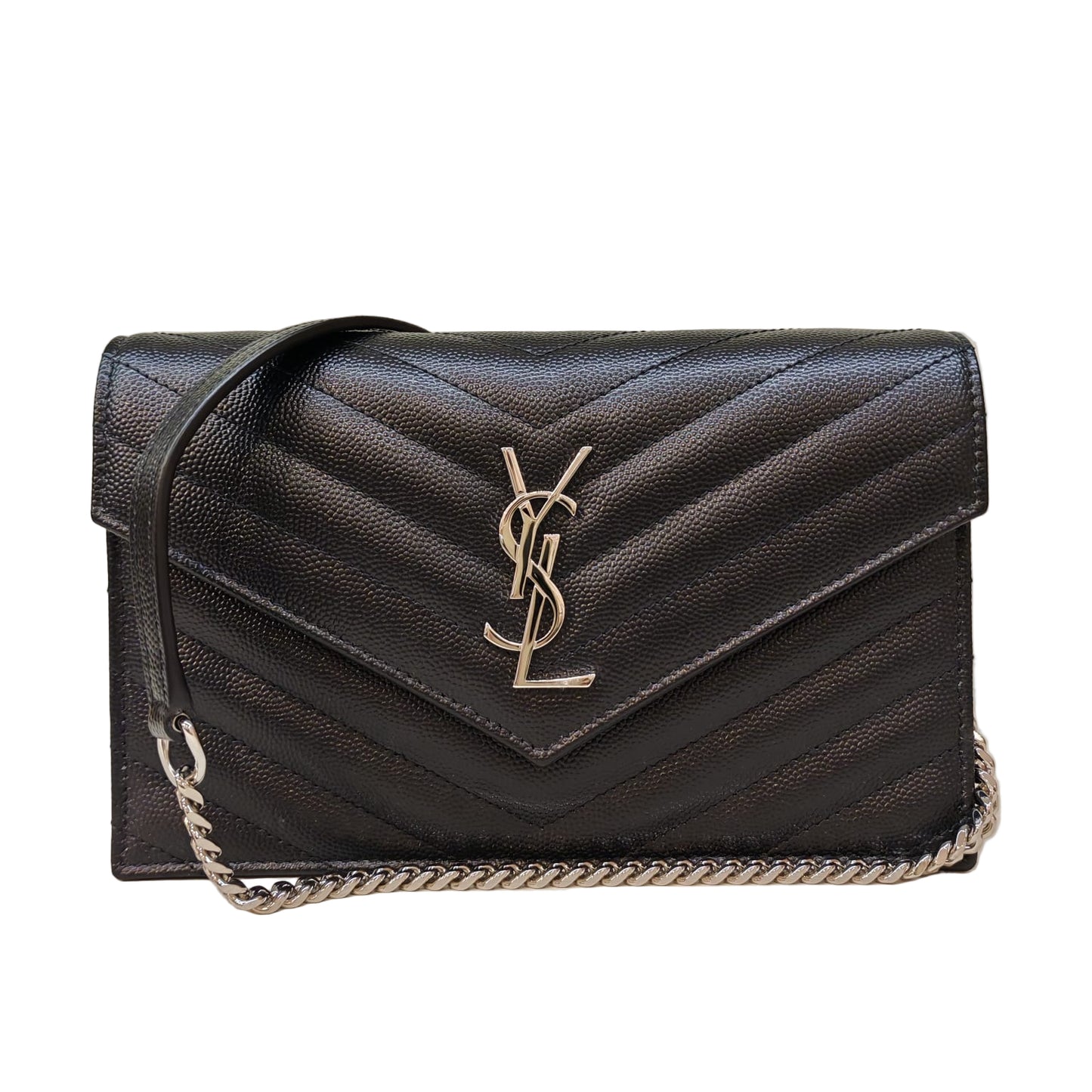 SAINT LAURENT CASSANDRE ENVELOPE WALLET in Grained de Poudre Leather