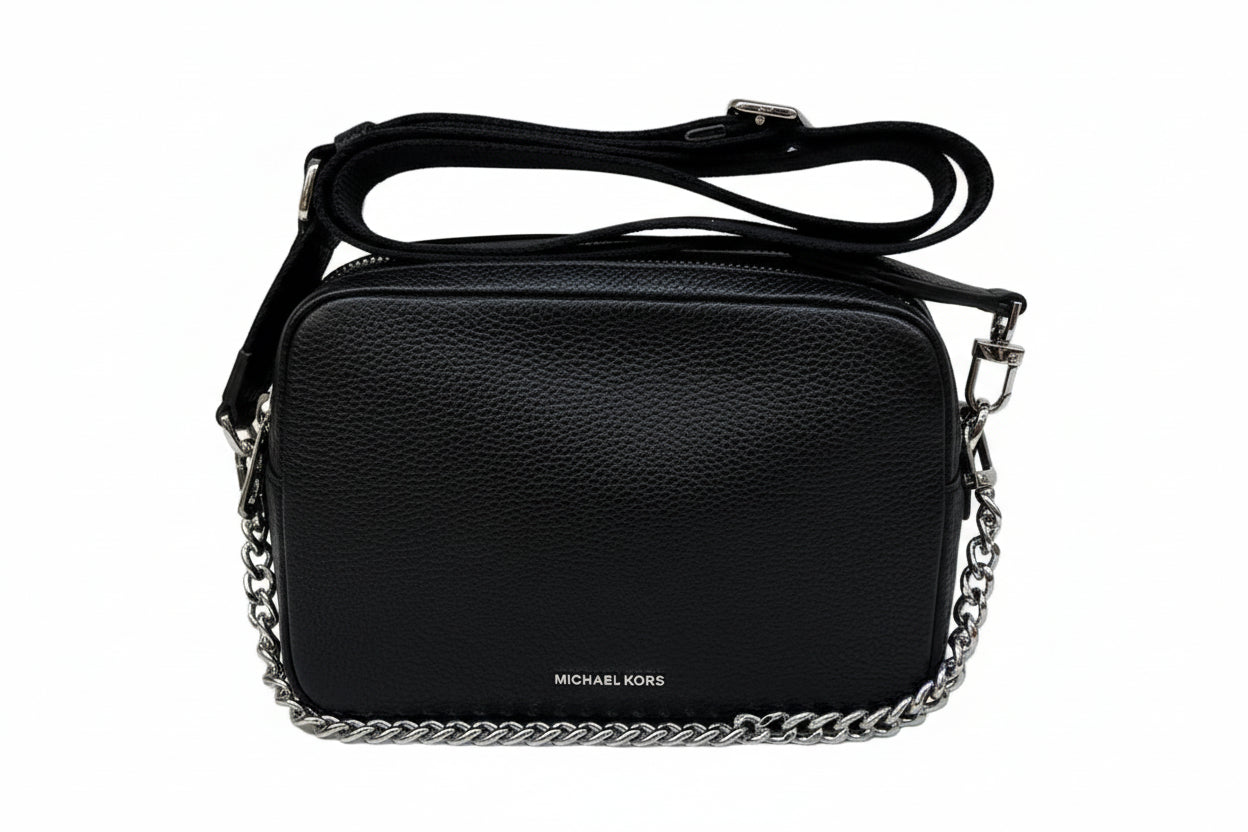 Michael Kors Bryant Medium Leather Double Zip Chain Camera Crossbody