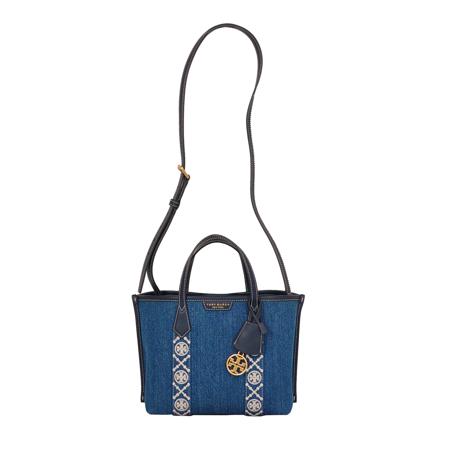 Tory Burch Perry Denim Triple Compartment Small Tote