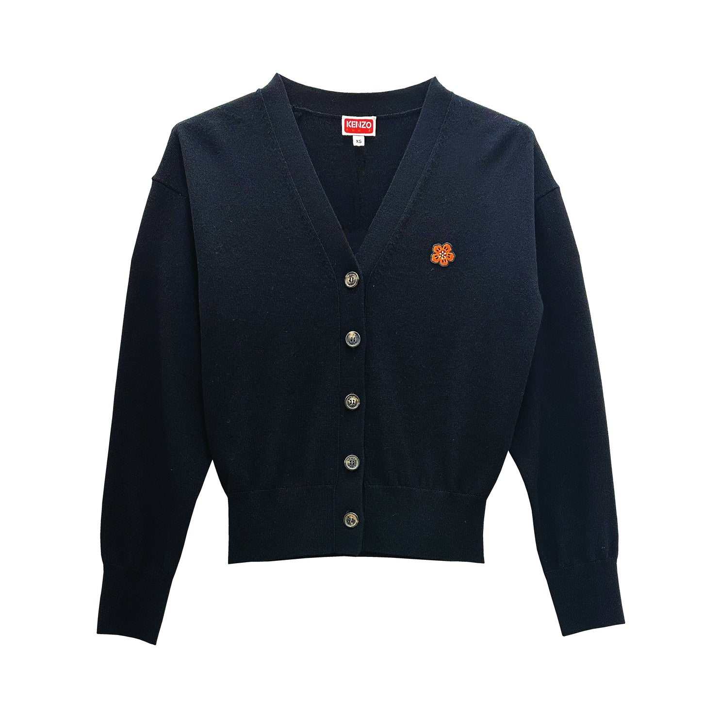 KENZO ‘Boke Flower’ Embroidered V Neck Wool Cardigan