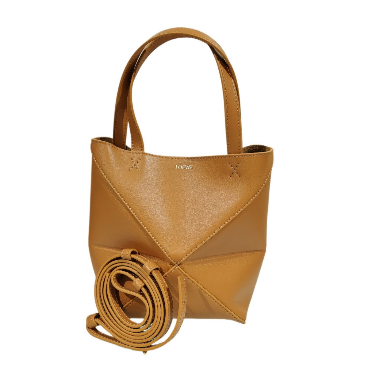LOEWE Mini Puzzle Fold Tote in Shiny Calfskin