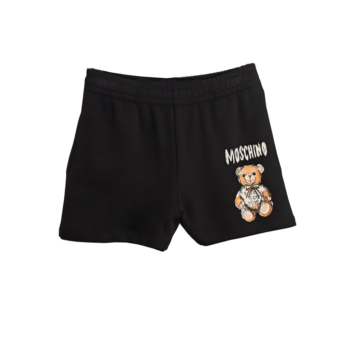 MOSCHINO COUTURE Drawn Teddy Bear Organic Fleece Shorts