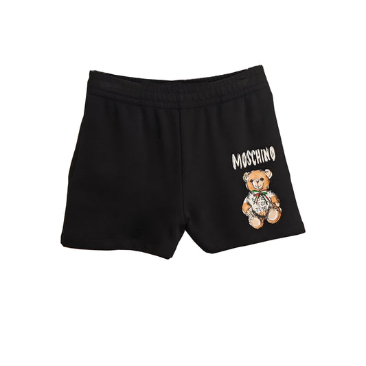 MOSCHINO COUTURE Drawn Teddy Bear Organic Fleece Shorts