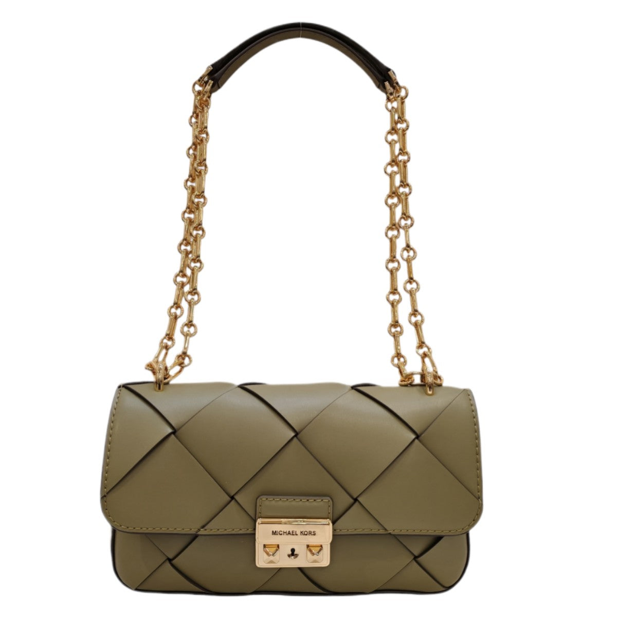 Michael Kors TRIBECA Small Woven Leather Shoulder B