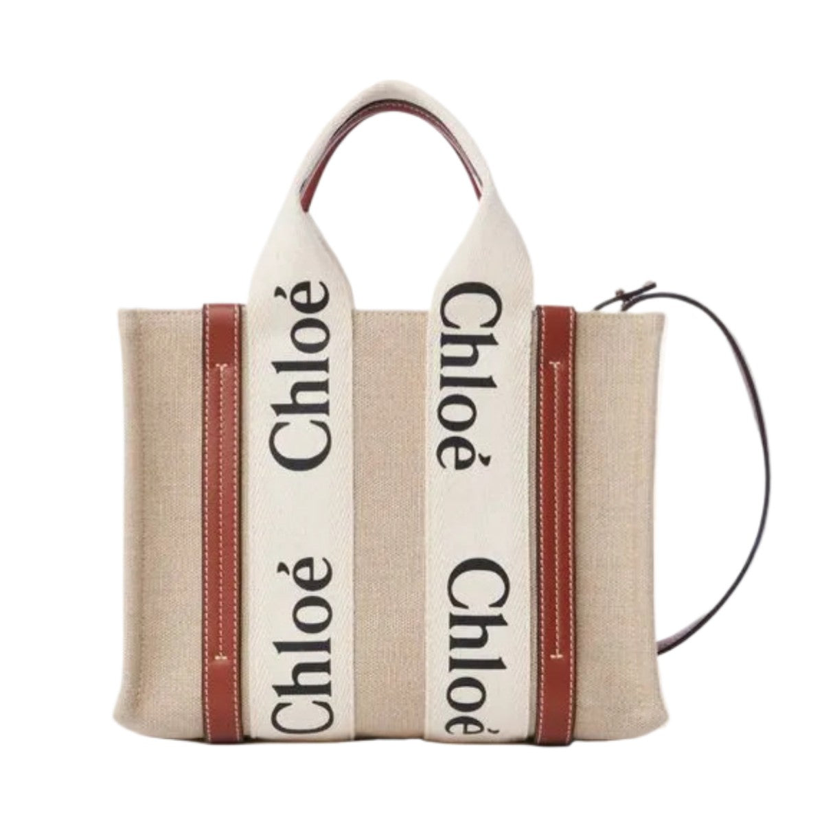 CHLOÉ Small WOODY Tote Bag in Linen