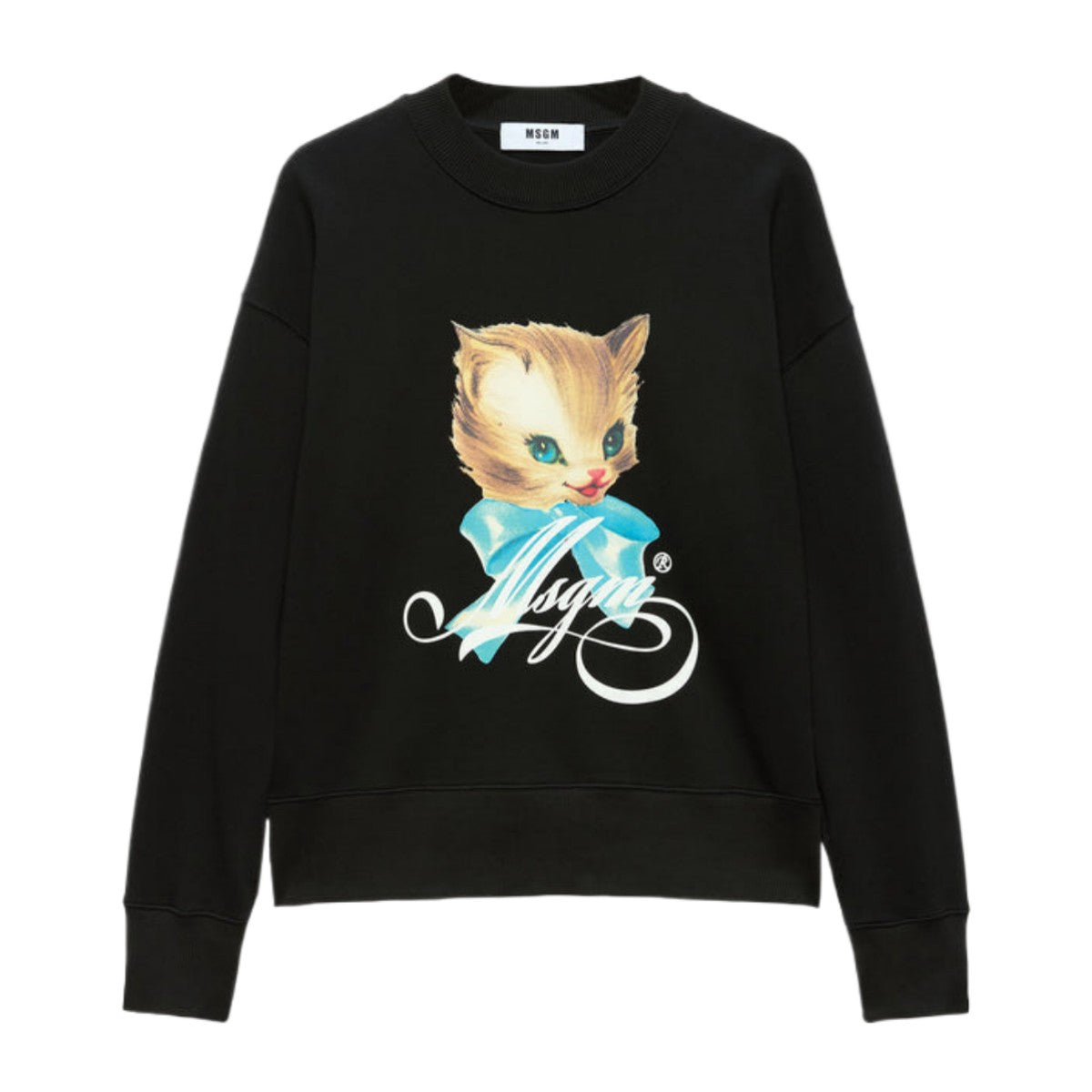 MSGM jersey sweatshirt with "Cute Kitty" graphic