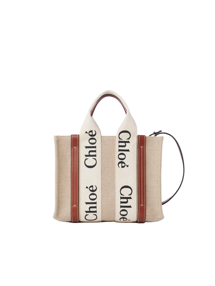 CHLOÉ Small WOODY Tote Bag in Linen