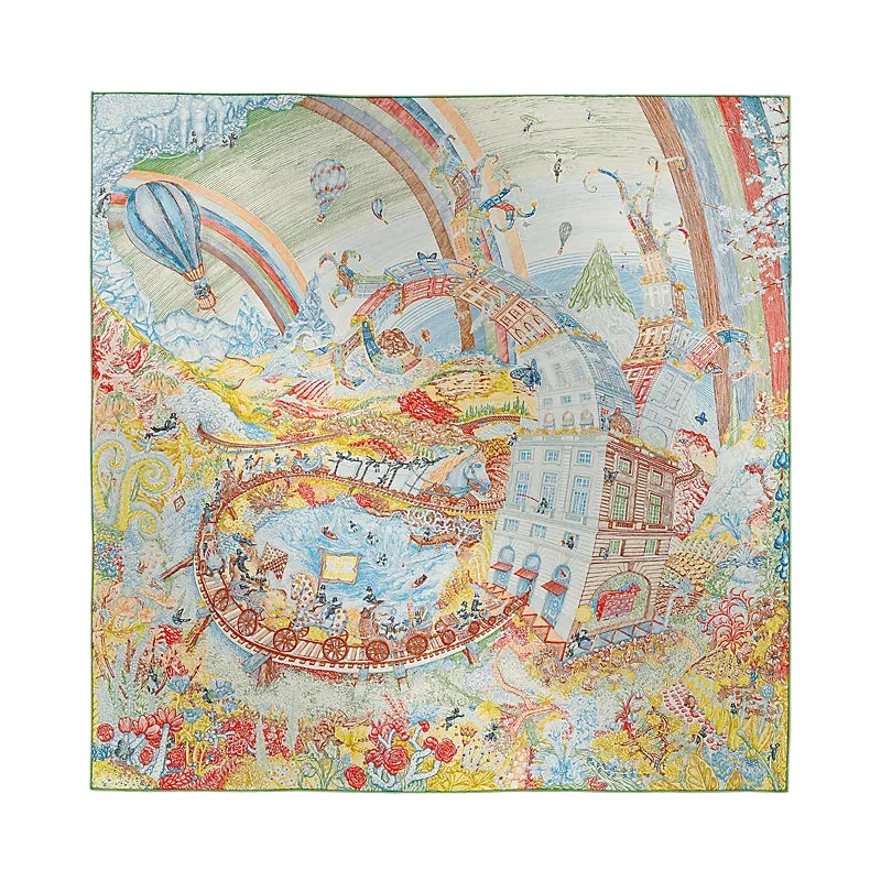 HERMÈS Les Foloes Du Faubourg Scarf 90