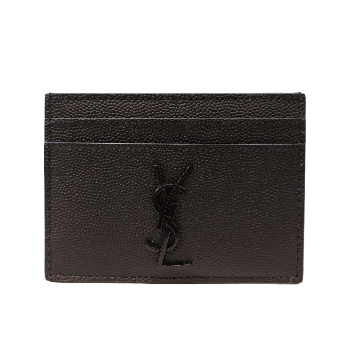 SAINT LAURENT Cassandre Card Case in Grain De Pondre Leather