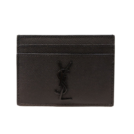 SAINT LAURENT Cassandre Card Case in Grain De Pondre Leather