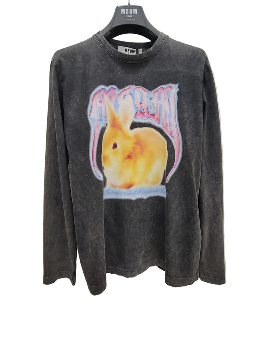MSGM Cotton T-shirt with"MSGM Concert Bunny"print
