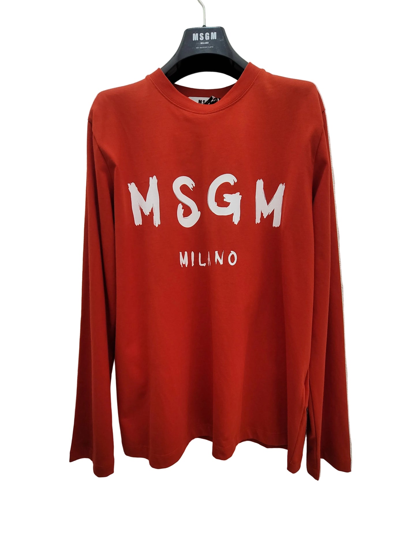 MSGM Jersey  T-shirt  with contrasting  color brushstroke logo
