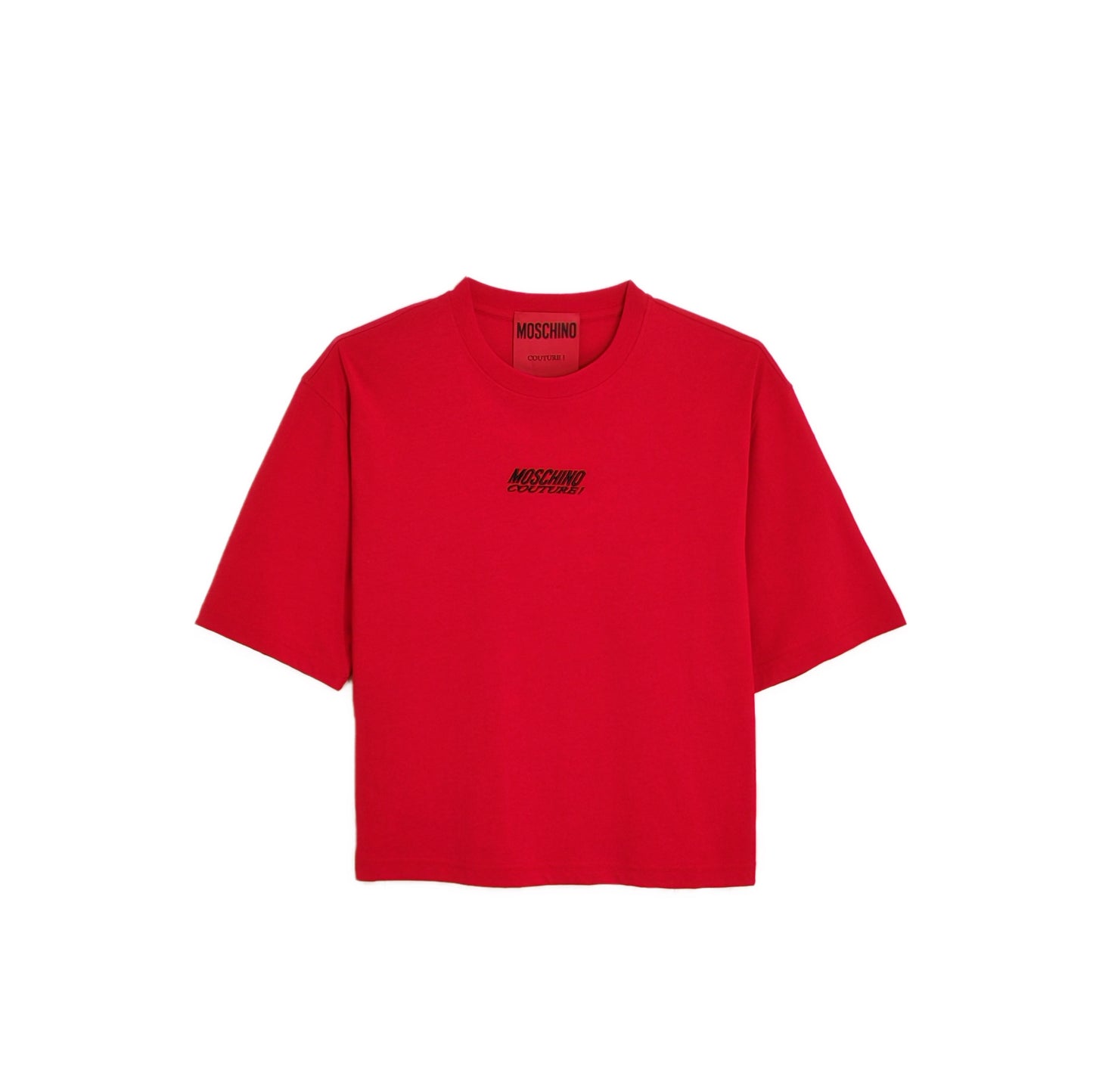 MOSCHINO COUTURE Embroidered Logo Organic Jersey T-shirt