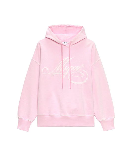 MSGM jersey hoodie with cursive MSGM logo