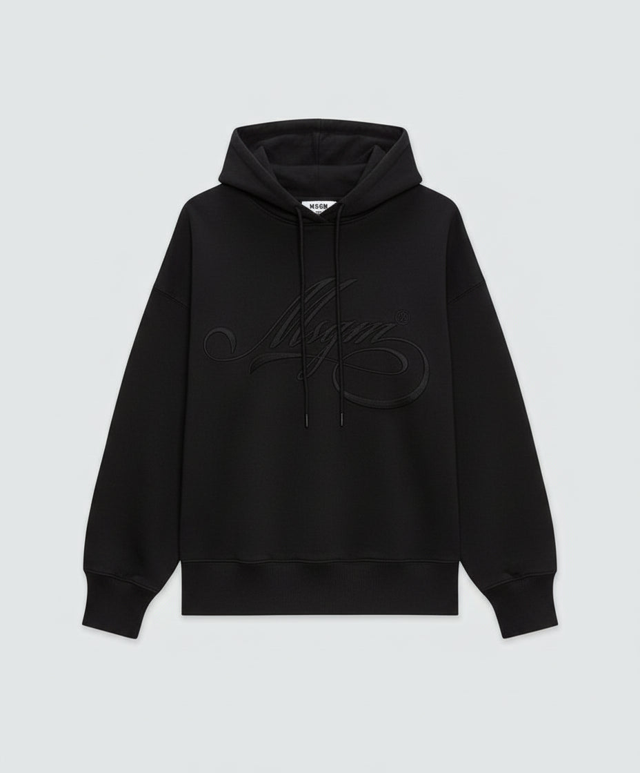 MSGM jersey hoodie with cursive MSGM logo