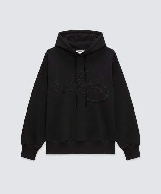 MSGM jersey hoodie with cursive MSGM logo