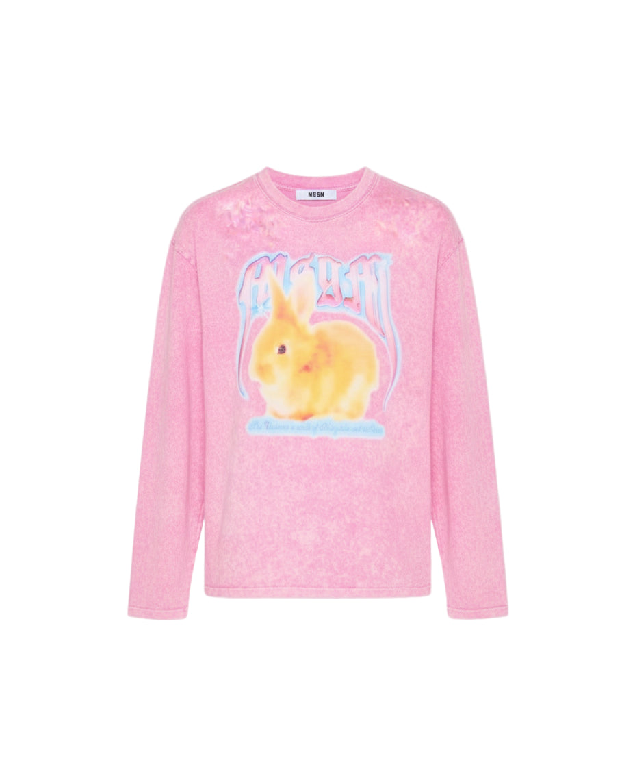 MSGM Cotton T-shirt with "MSGM Concert Bunny" print