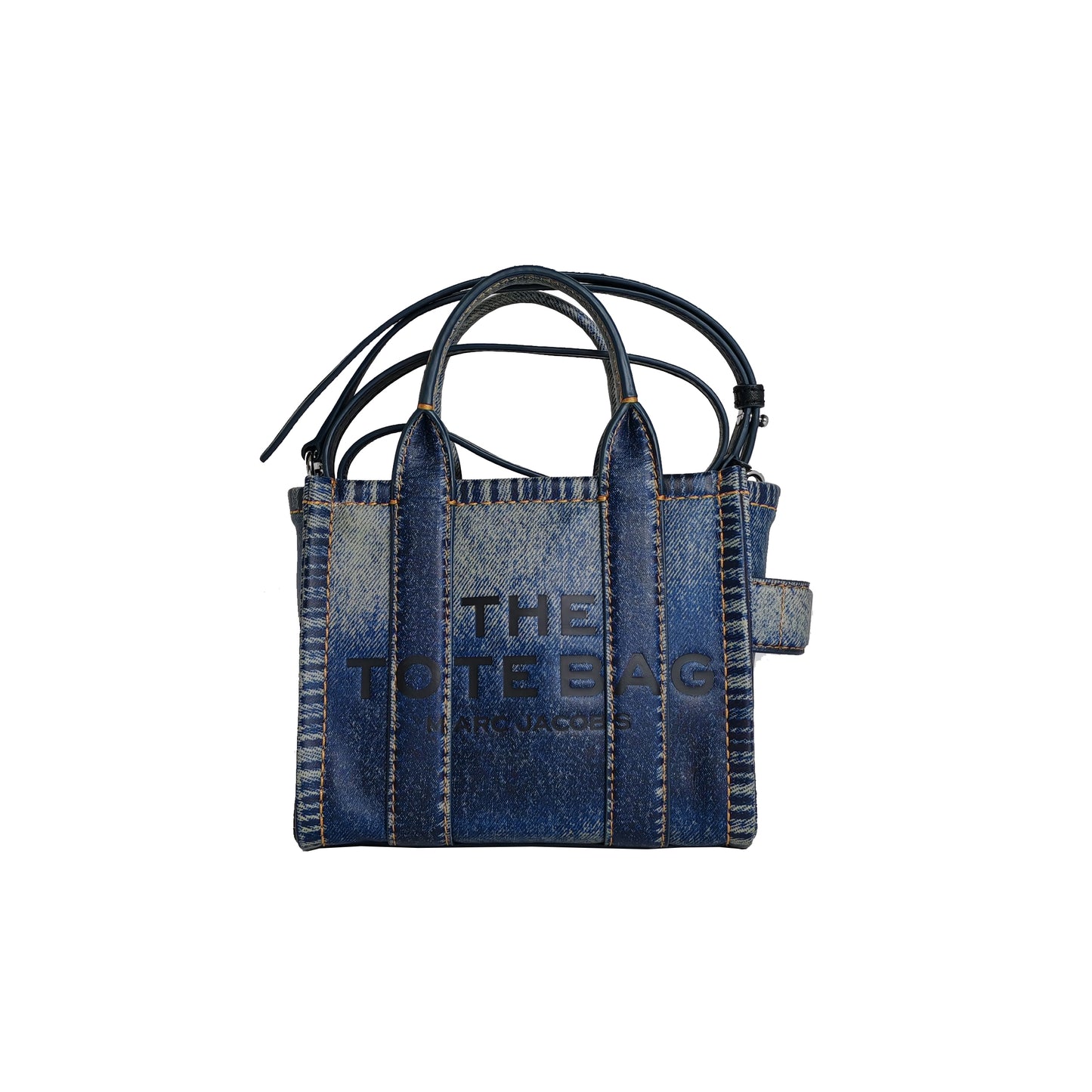 MARC JACOBS Denim-printed Leather mini Tote Bag