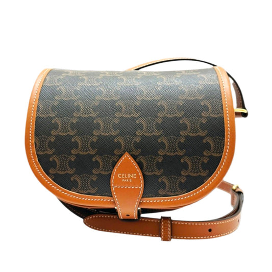 Celine Medium  Folco Bag in Triomphe canvas and Calfskin