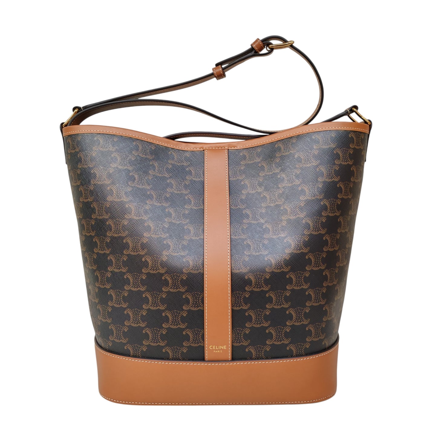 CELINE Medium Bucket in Triomphe Canvas and Calfskin