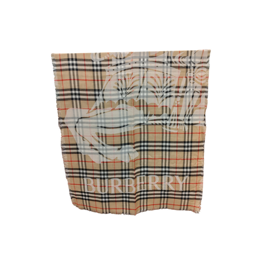 BURBERRY Wide EKD Check Wool Silk Scarf