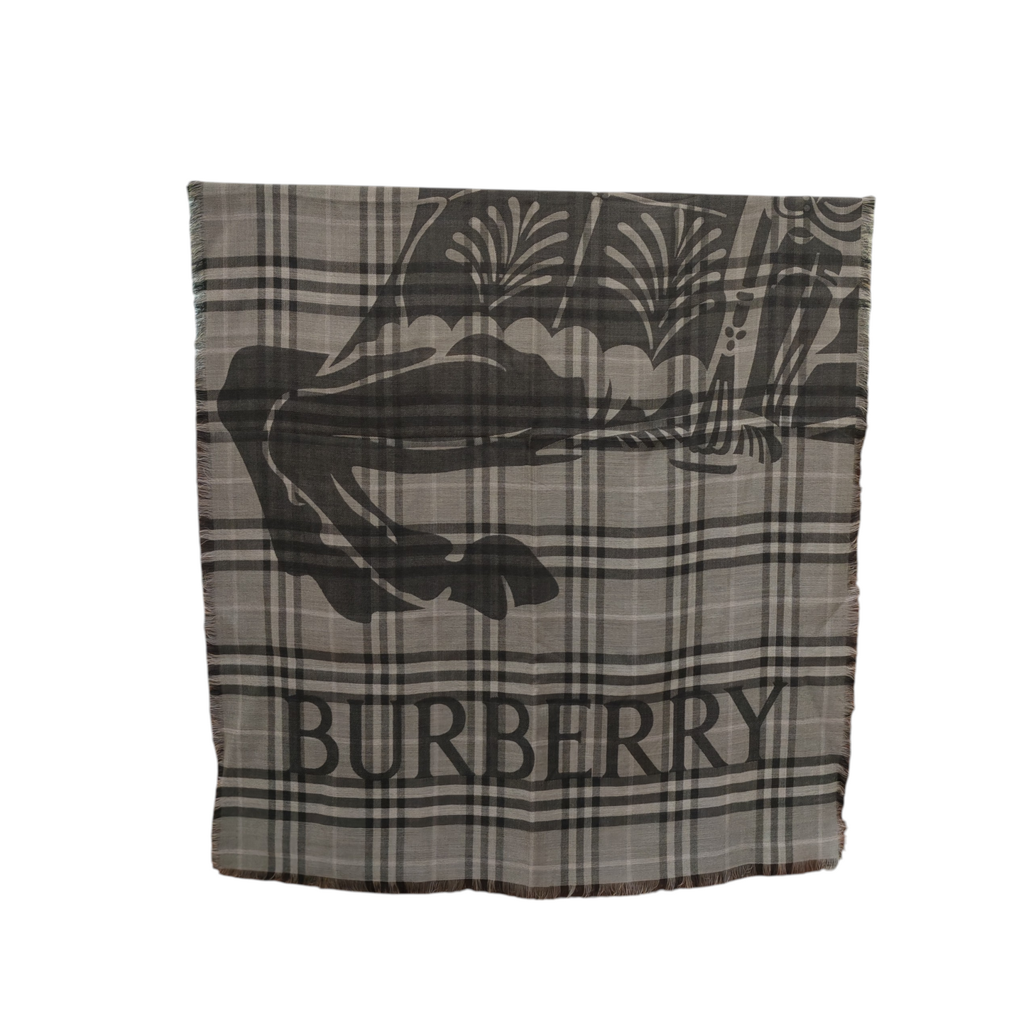 BURBERRY Wide EKD Check Wool Silk Scarf