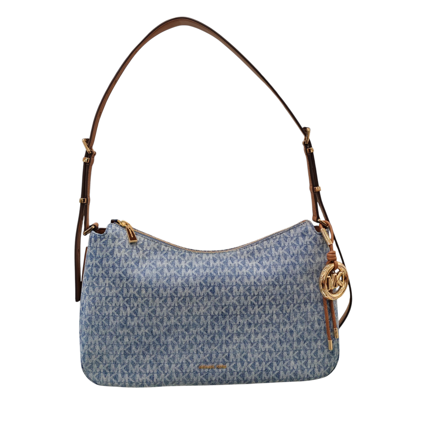 MICHAEL KORS Nolita Medium Logo Embossed Denim Convertible Shoulder Bag