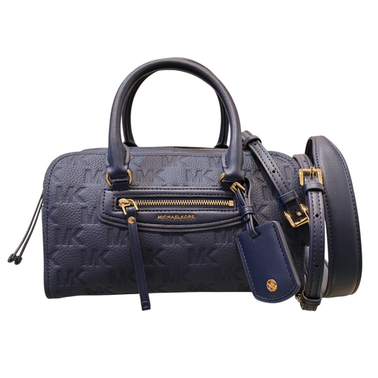 MICHAEL KORS Jet Set Travel XS Logo Embossed Leather Duffle Crossbody Bag