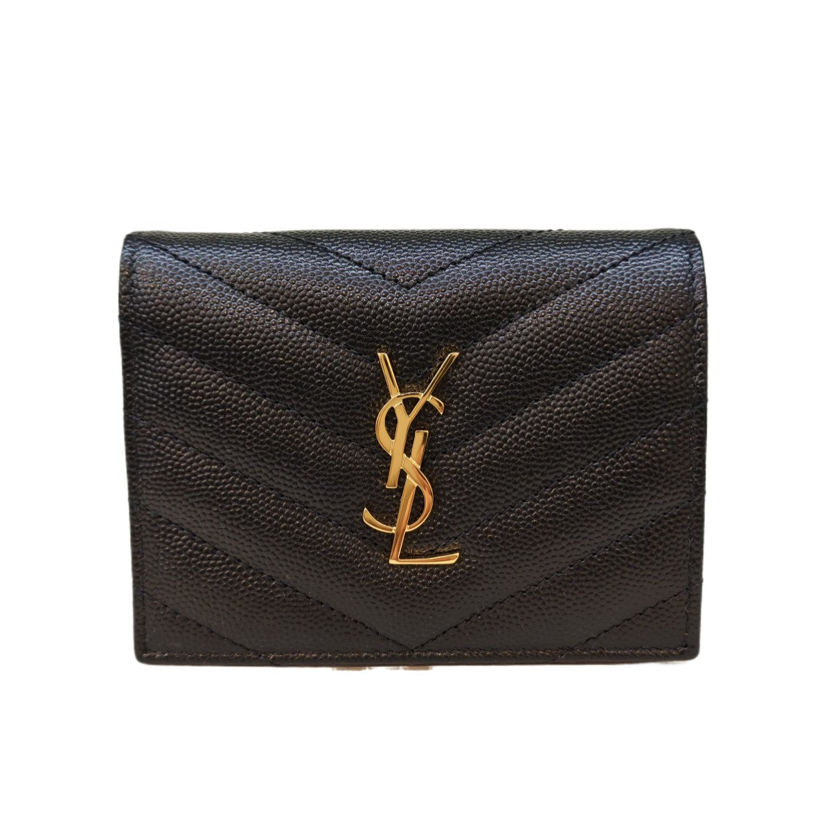 SAINT LAURENT  Cassandre  Matelassé  Flap Card Case in Grain De Pondre Leather