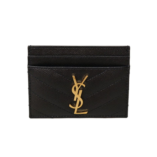 SAINT  LAURENT  Cassandre Matelassé Card Case in Grain De Poudre Leather