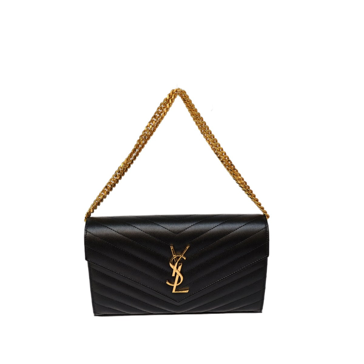 SAINT  LAURENT CLASSIC CASSANDRE CHAIN WALLET IN GRAIN